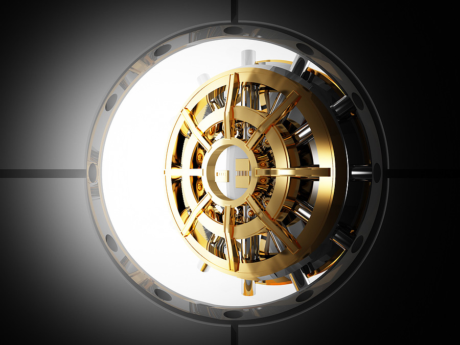 opening the door of a bank vault