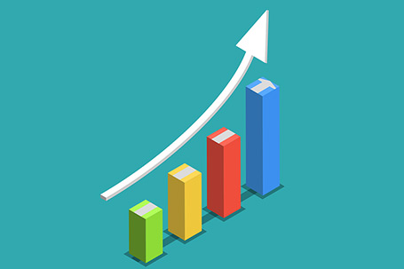 a bar chart showing an increase