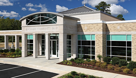 beige brick with concrete box column entrance South Hill branch location building